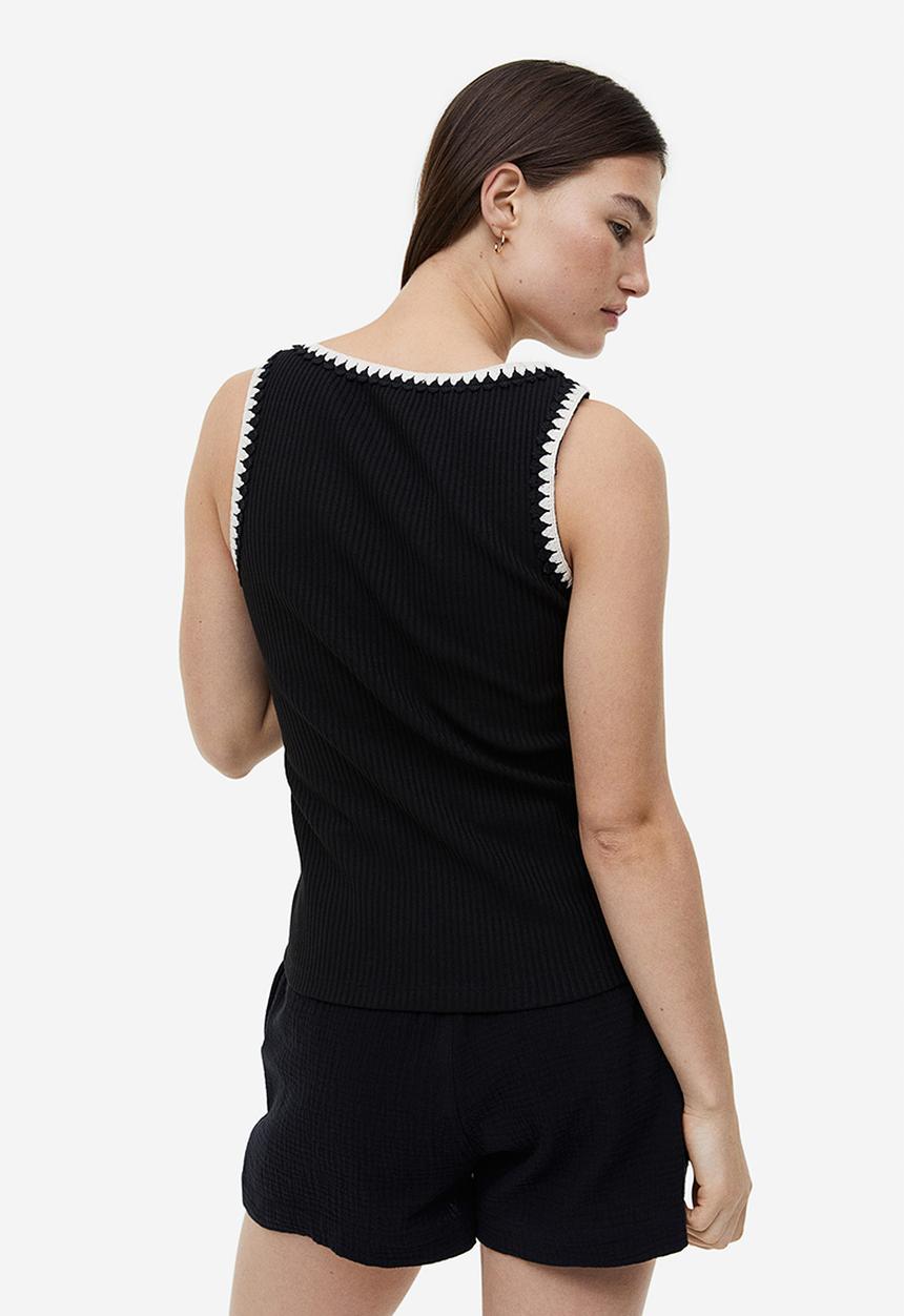 H&M - Ribbed vest top - black