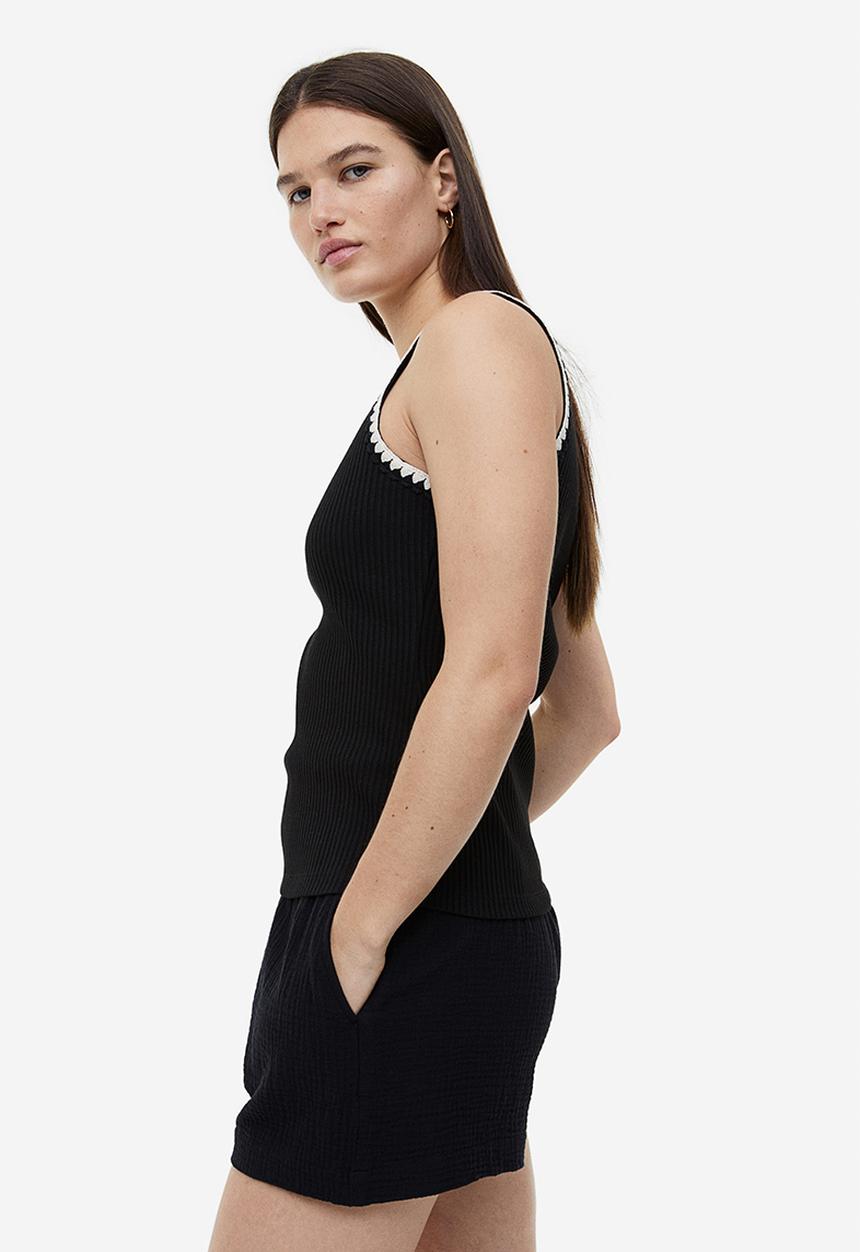 H&M - Ribbed vest top - black