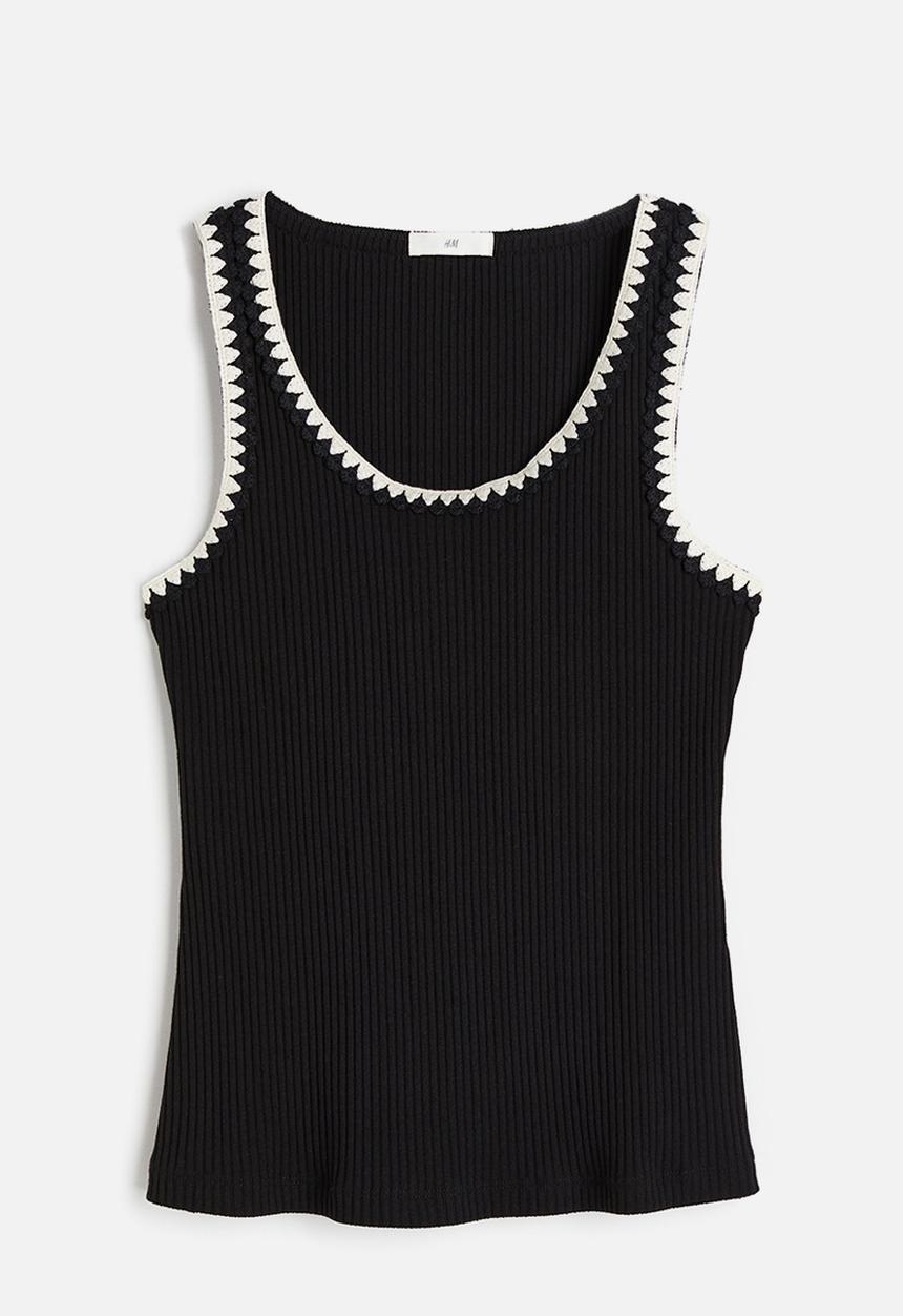 H&M - Ribbed vest top - black