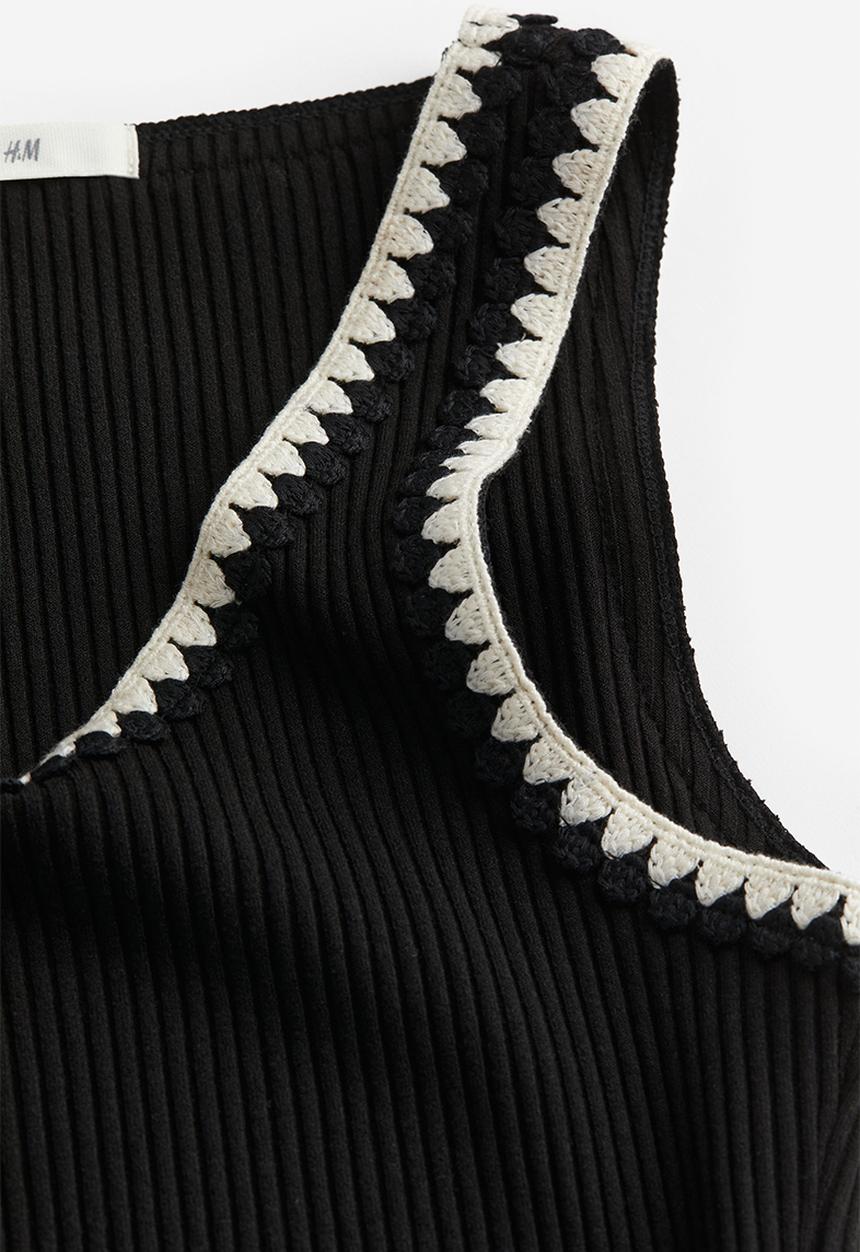 H&M - Ribbed vest top - black