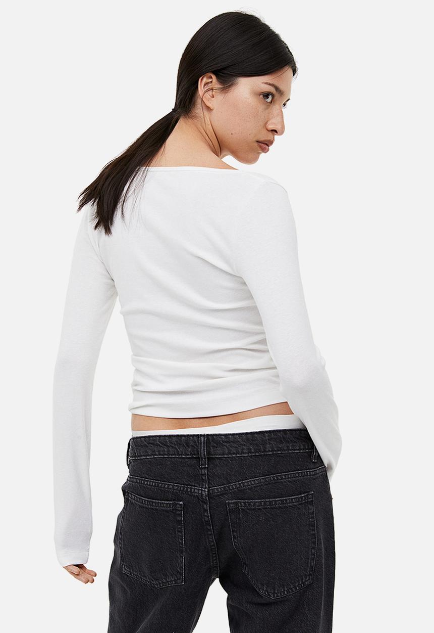 H&M - Ribbed modal-blend top - white