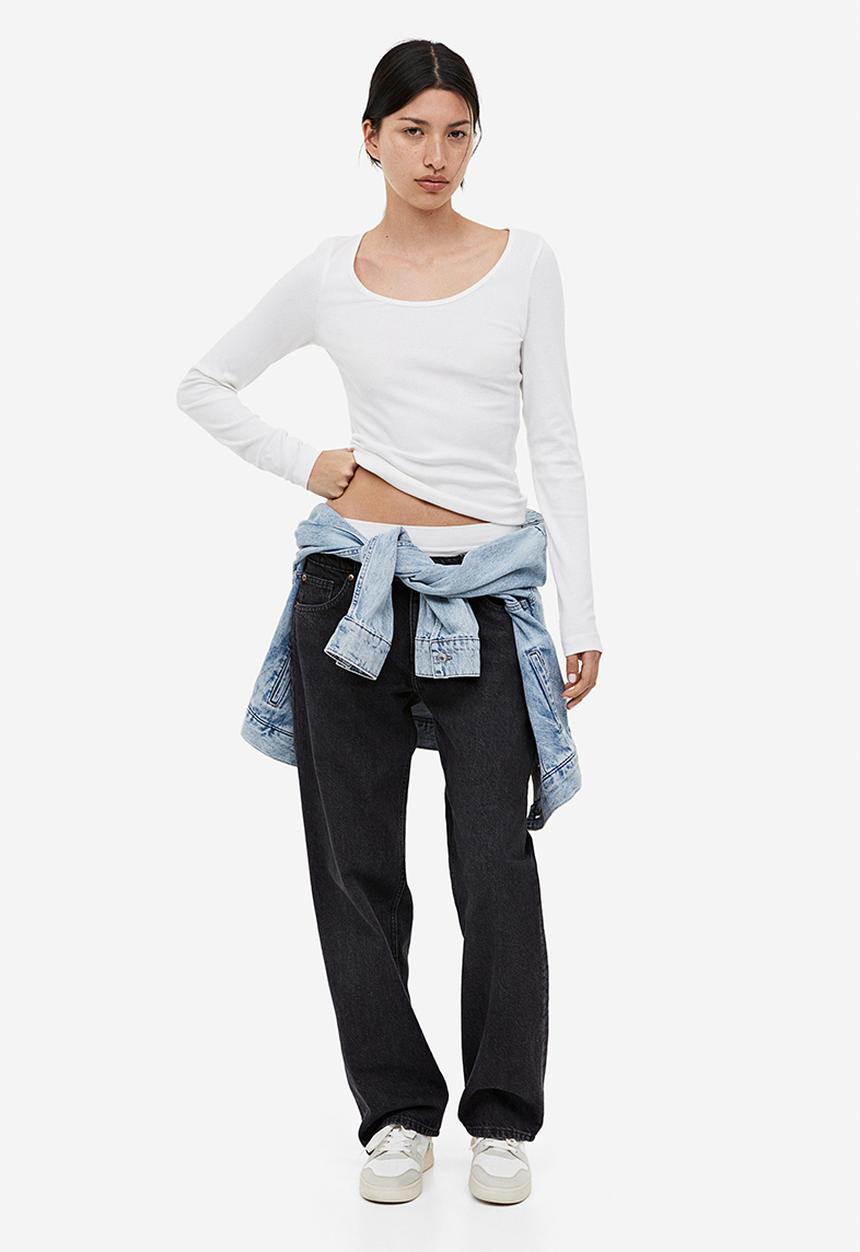 H&M - Ribbed modal-blend top - white