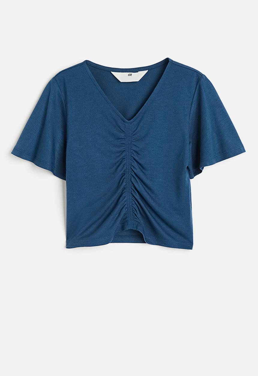 H&M - Ruched jersey t-shirt - dark blue