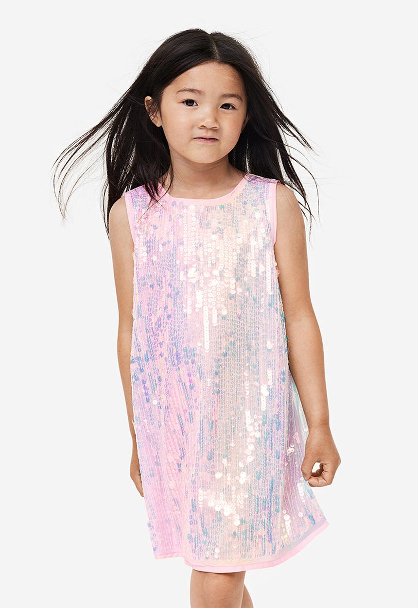H&M - Sequined a-line dress - light pink/sequined