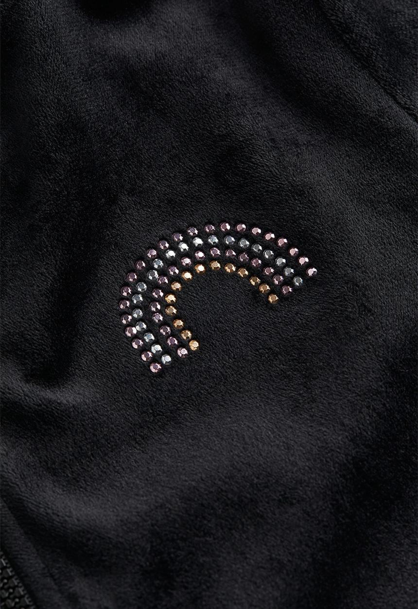 H&M - Velour zip-through hoodie - black, multi