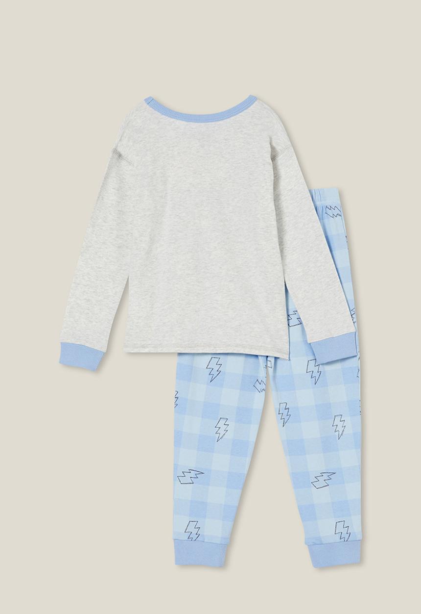 Cotton On - Ace long sleeve pyjama set - oatmeale marle/dino skate