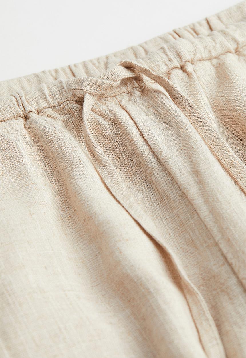 H&M - Wide linen-blend trousers - beige