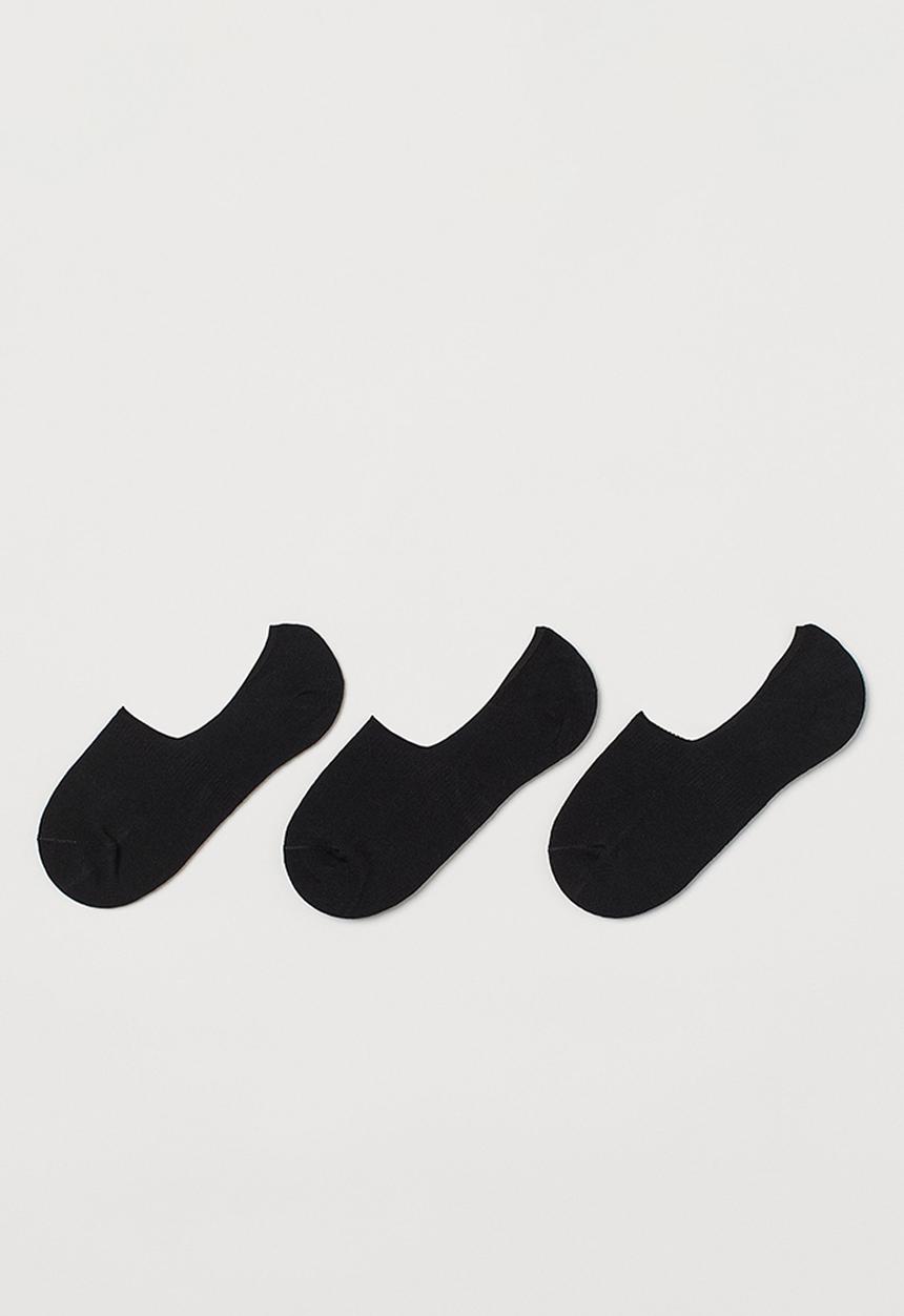 H&M - 3-pack no-show socks - black