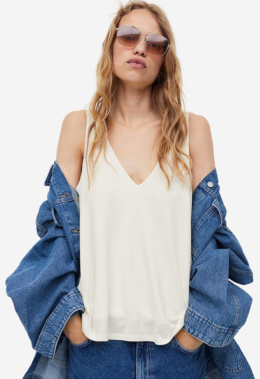 H&M - V-neck vest top - white