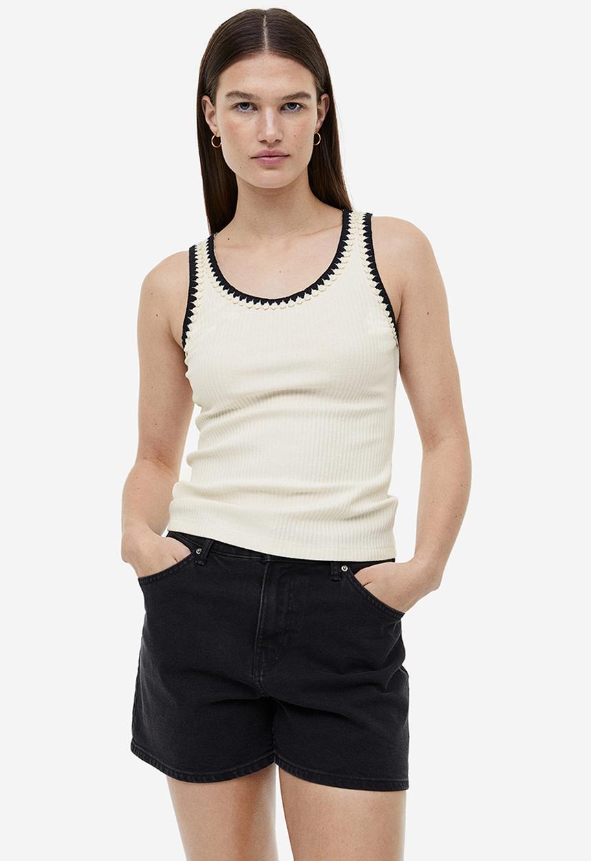 H&M - Ribbed vest top - cream 