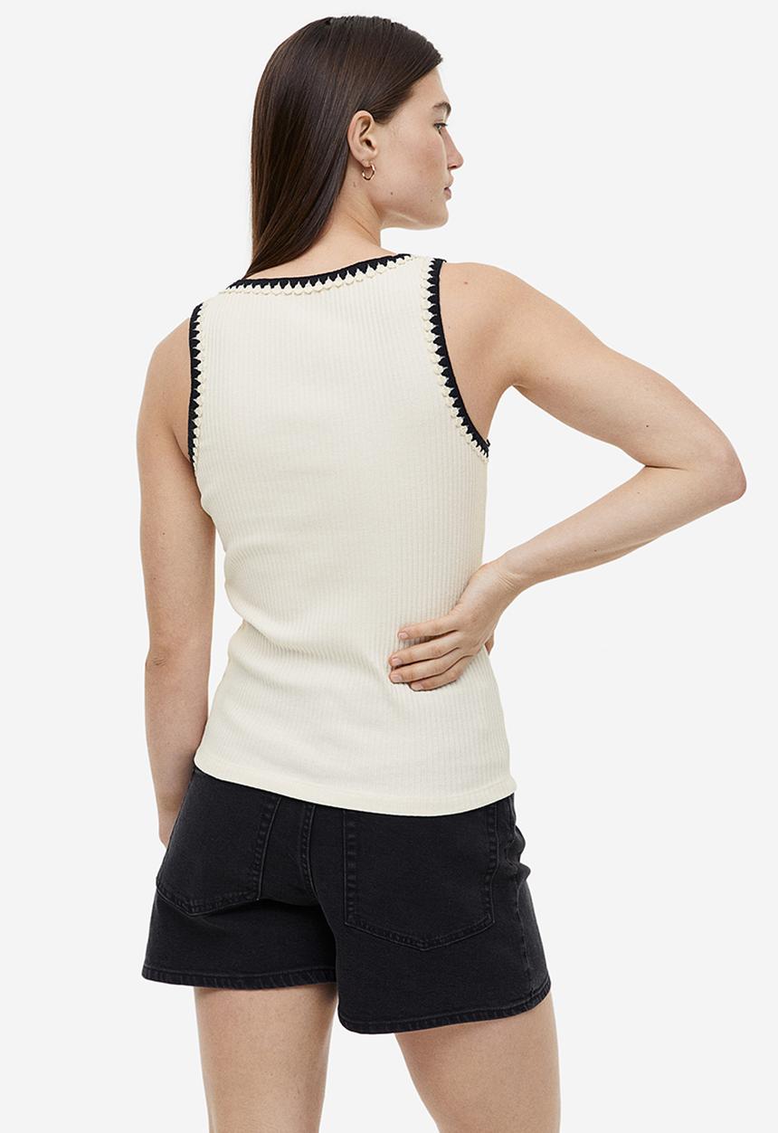 H&M - Ribbed vest top - cream 
