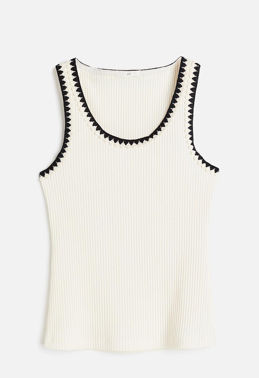 H&M - Ribbed vest top - cream 