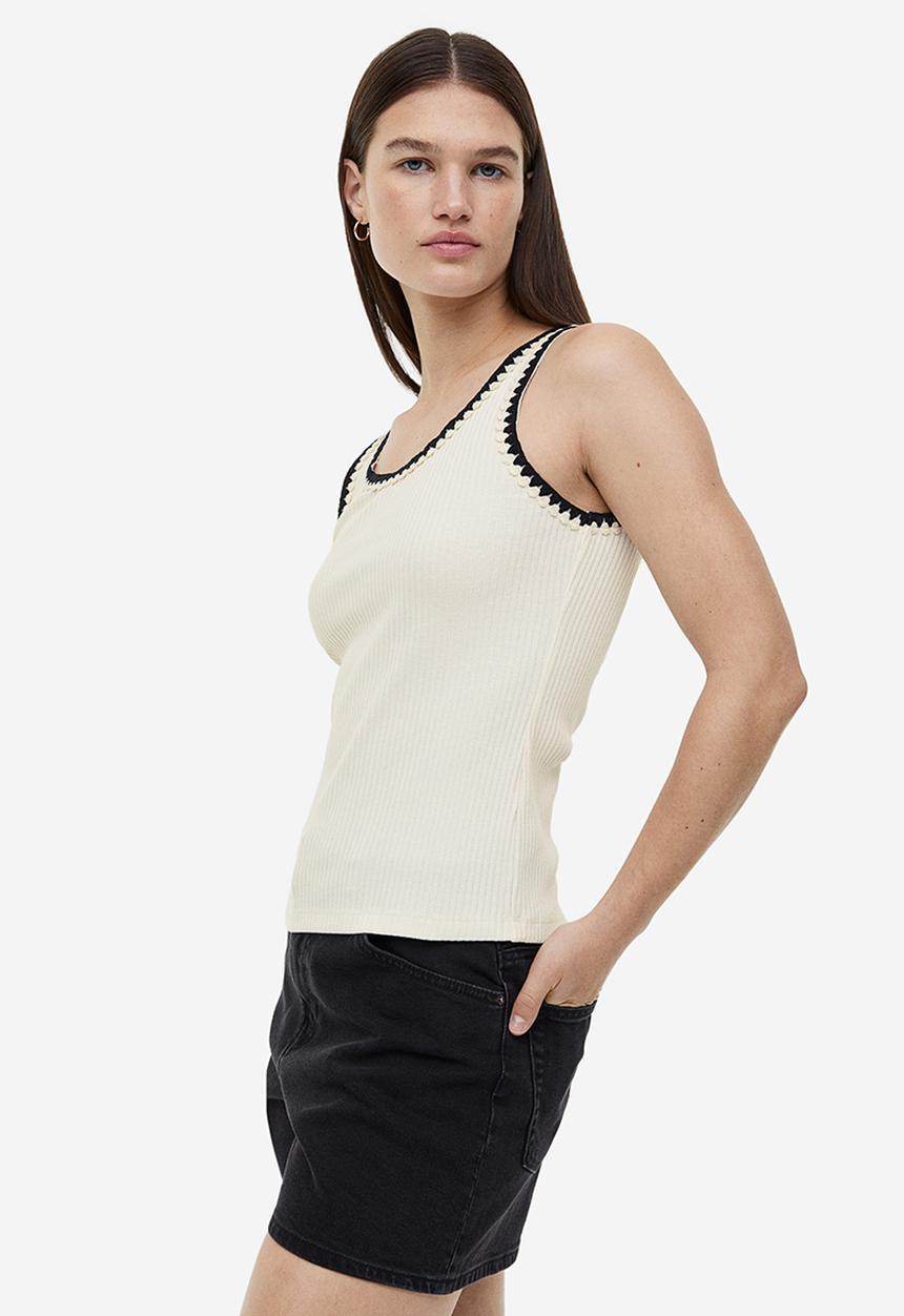 H&M - Ribbed vest top - cream 