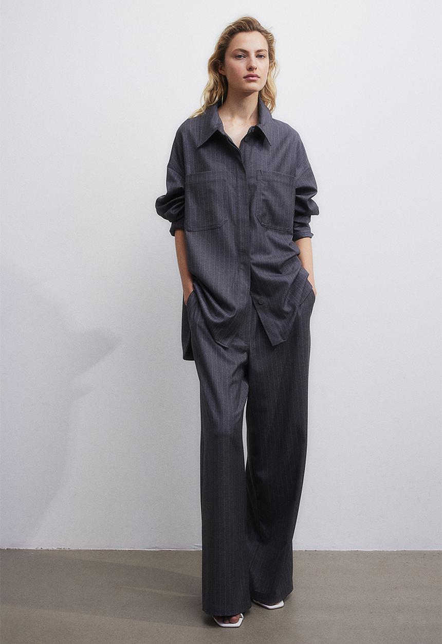 H&M - Wide twill trousers - grey