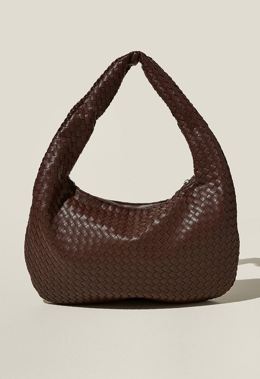 Rubi - Luka woven slouchy bag - chocolate
