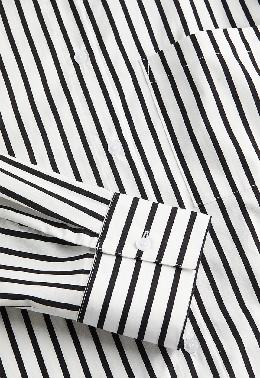 H&M - Cotton poplin shirt - white/striped