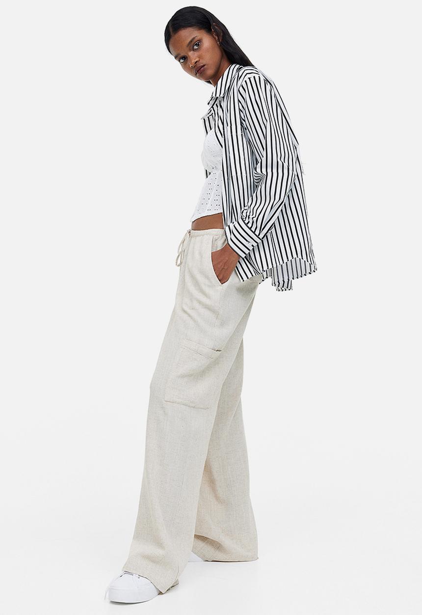 H&M - Cotton poplin shirt - white/striped