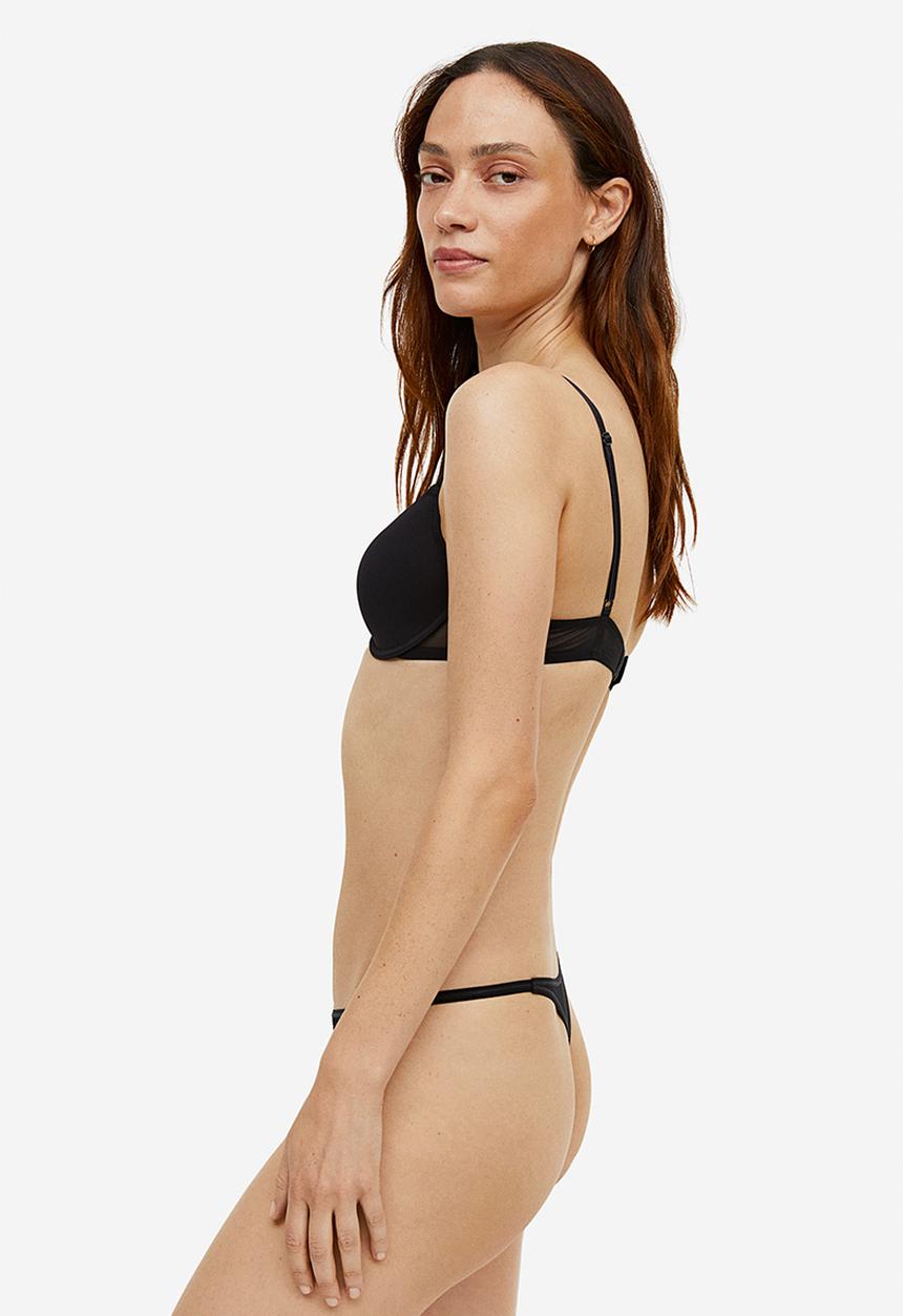 H&M - 3-pack lace thong briefs - black