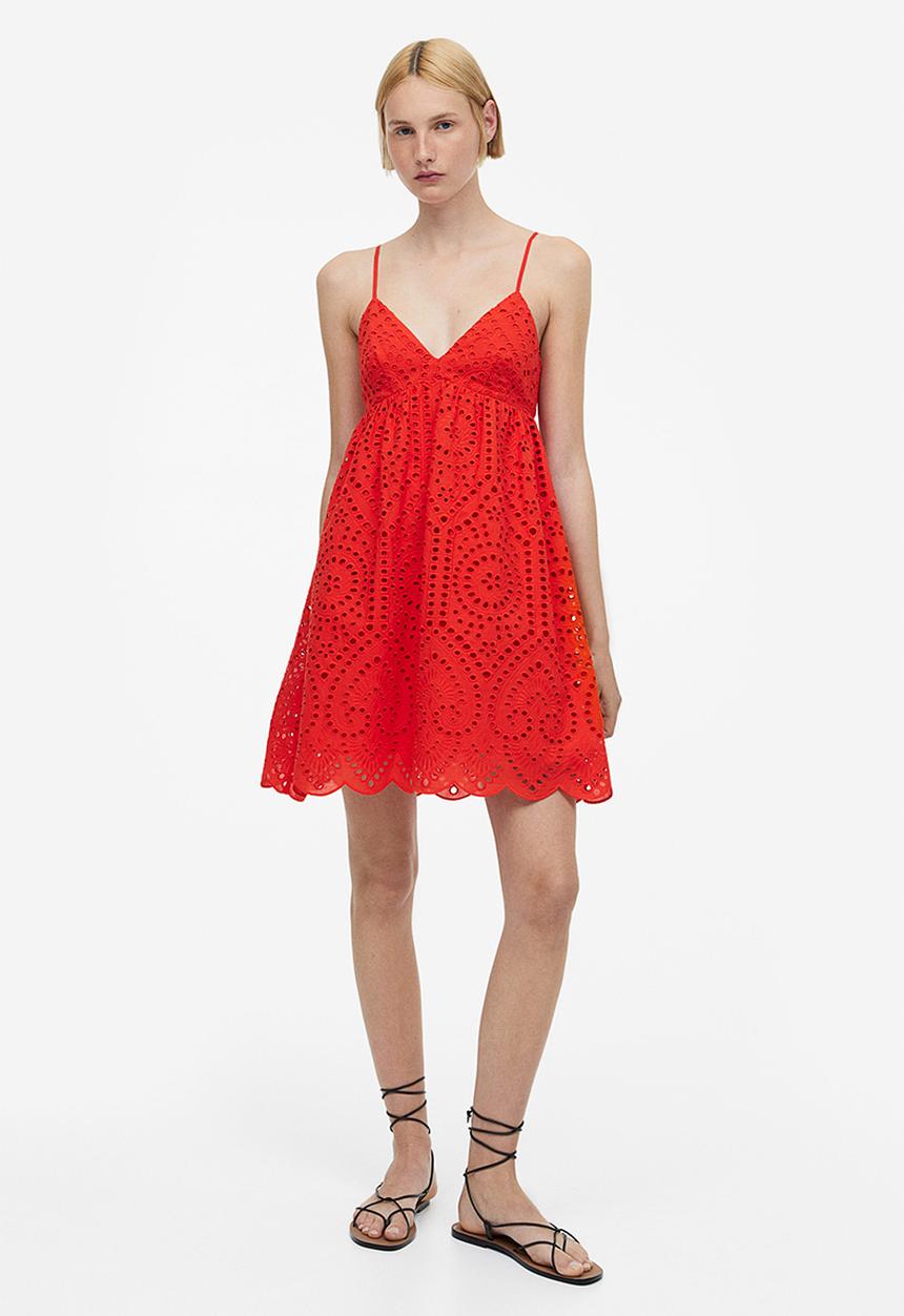 H&M - Broderie anglaise dress - red