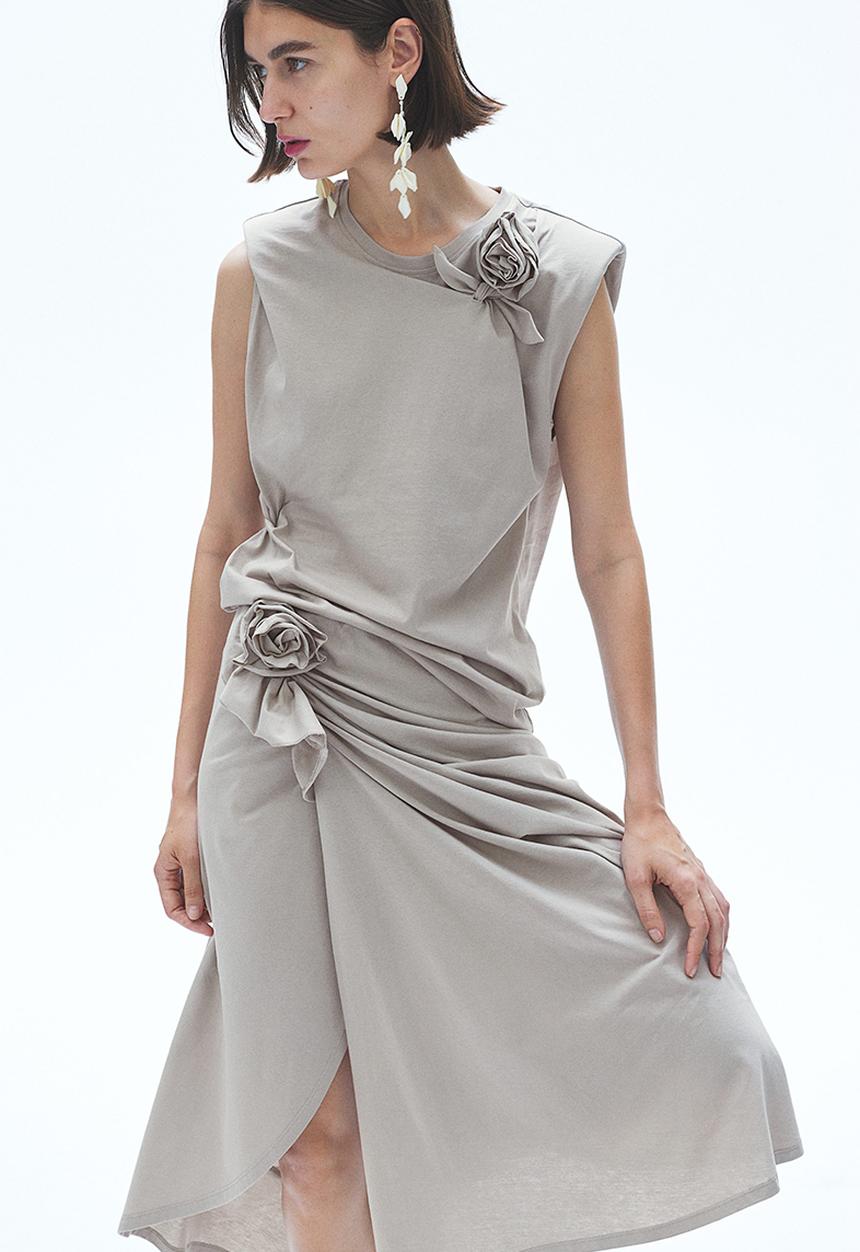 H&M - Appliquéd top - beige, grey