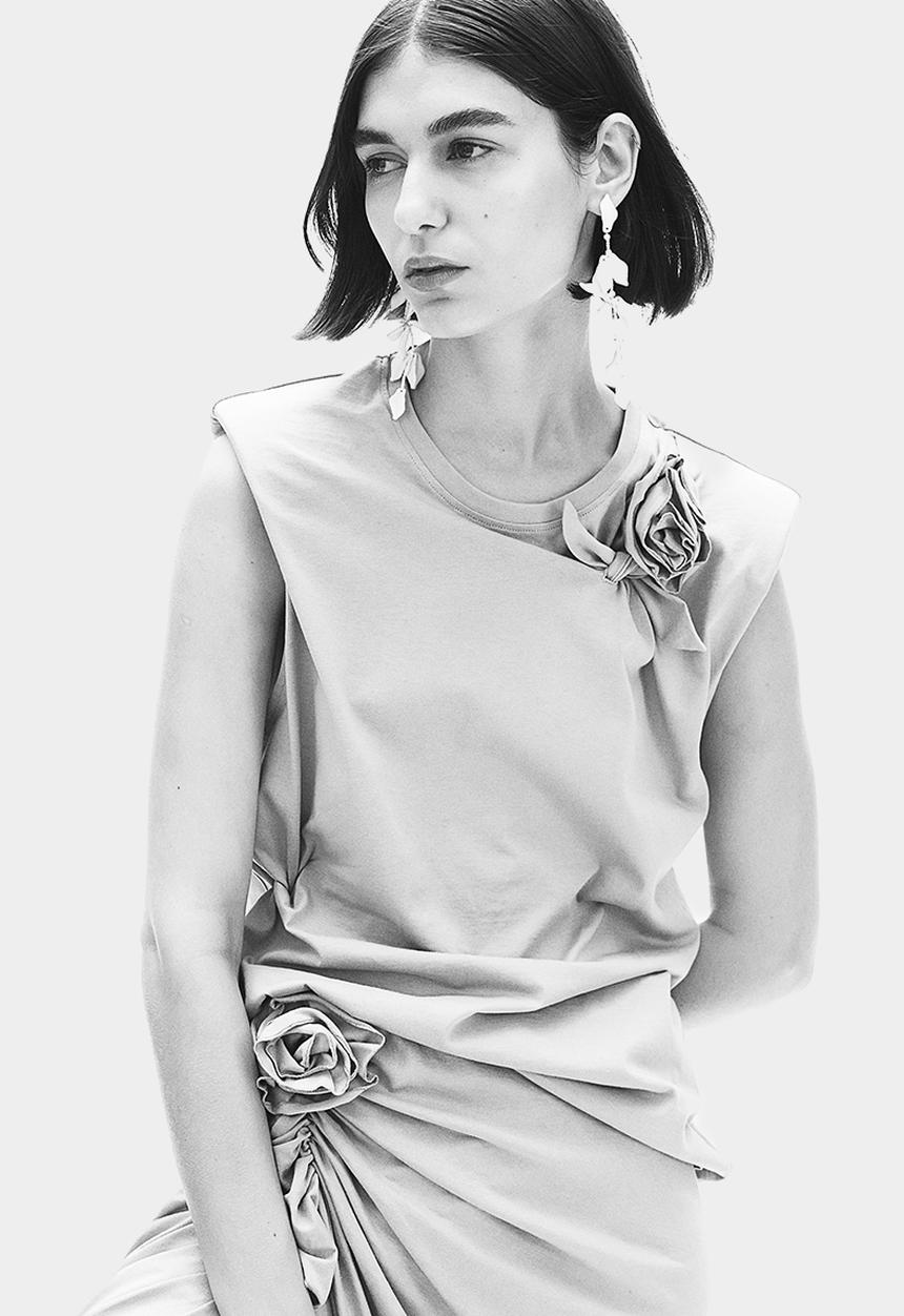 H&M - Appliquéd top - beige, grey