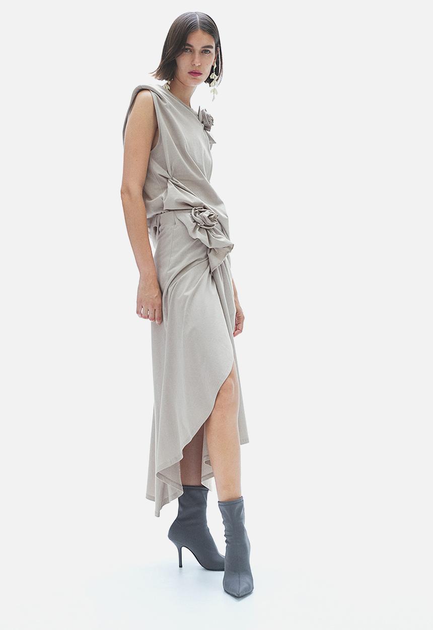 H&M - Appliquéd top - beige, grey