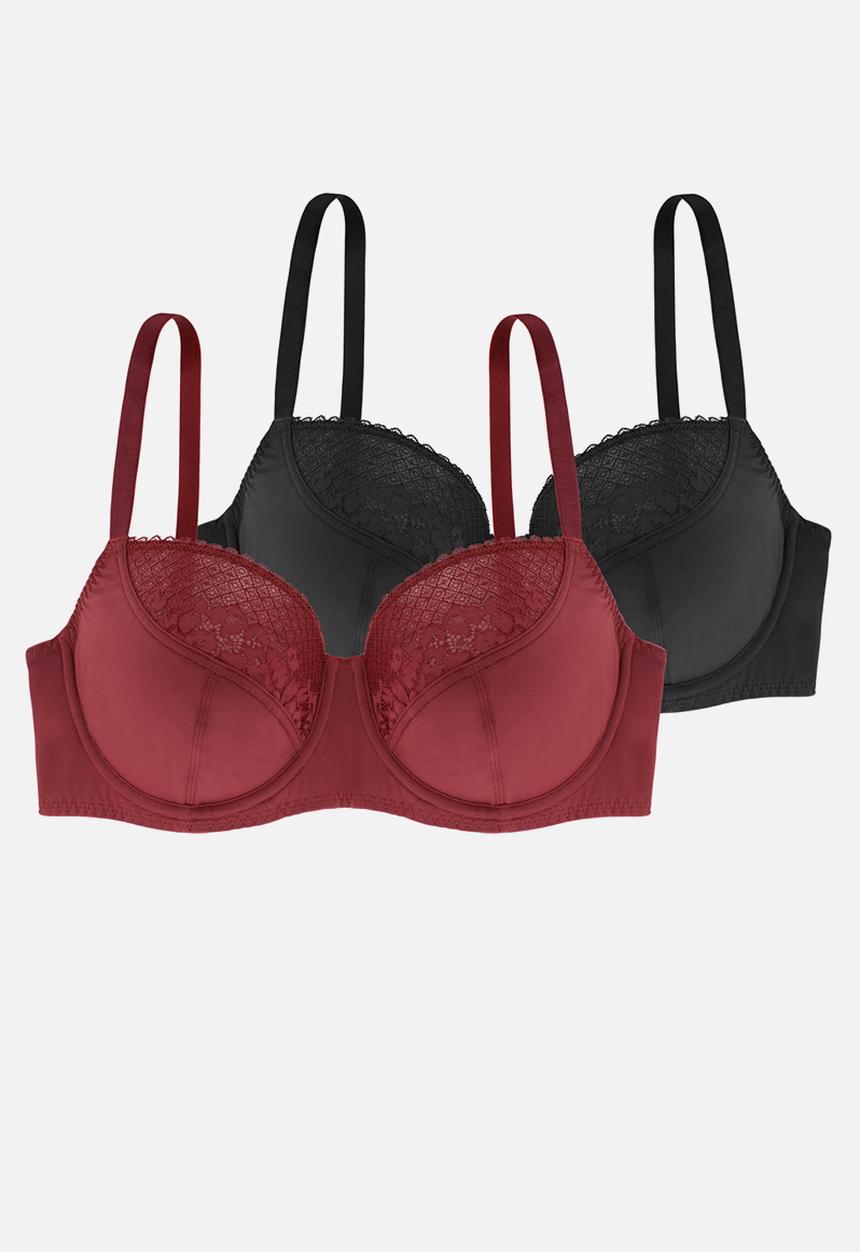 DORINA - Plus Kelsea 2 pack non padded wired bra - red & black
