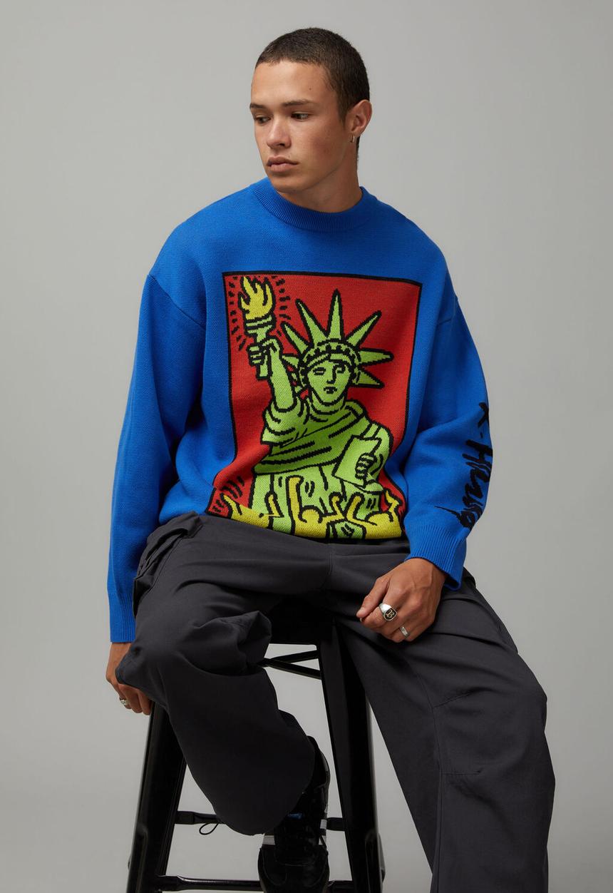 Factorie - Keith Haring knit jumper - lcn kei cobalt/keith haring liberty 