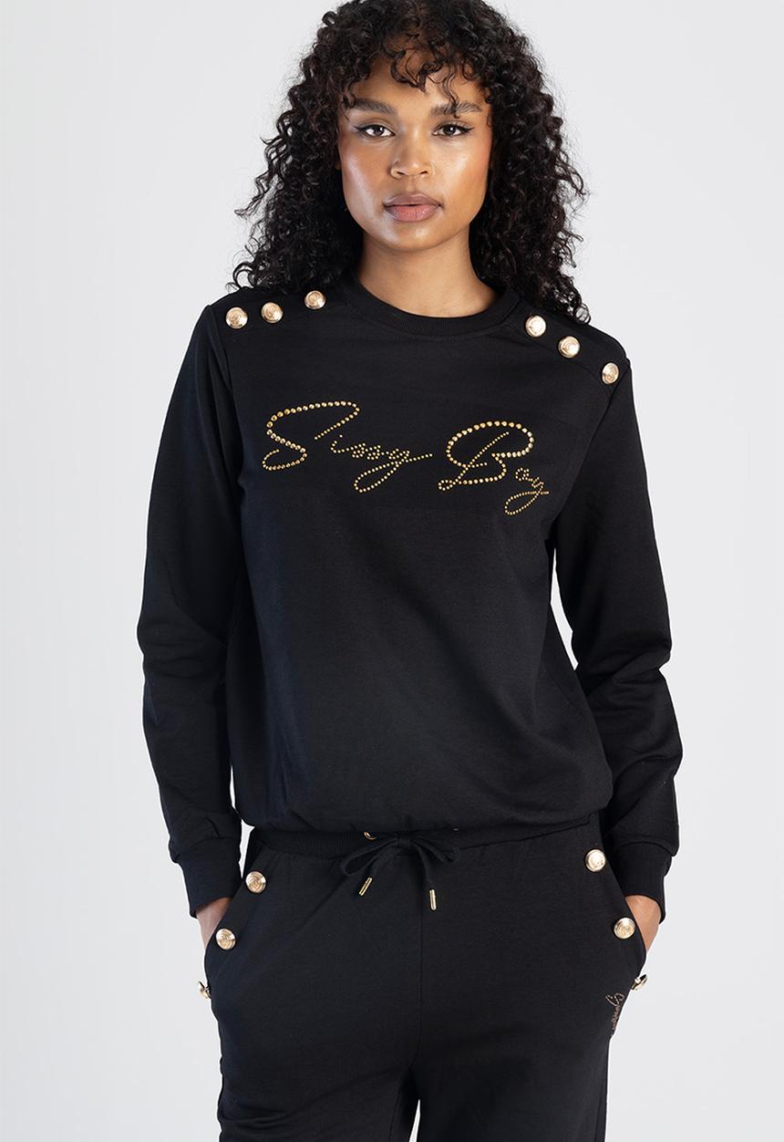 SISSY BOY - Raglan Sweat Top With Gold Detailing - Black