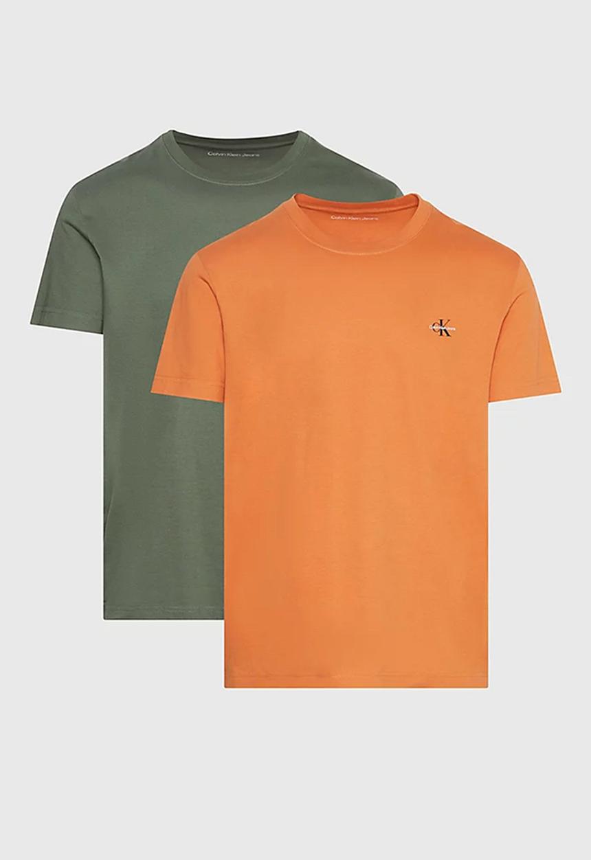 Calvin Klein - 2 Pack monologo T-shirt - burnt clay & thyme