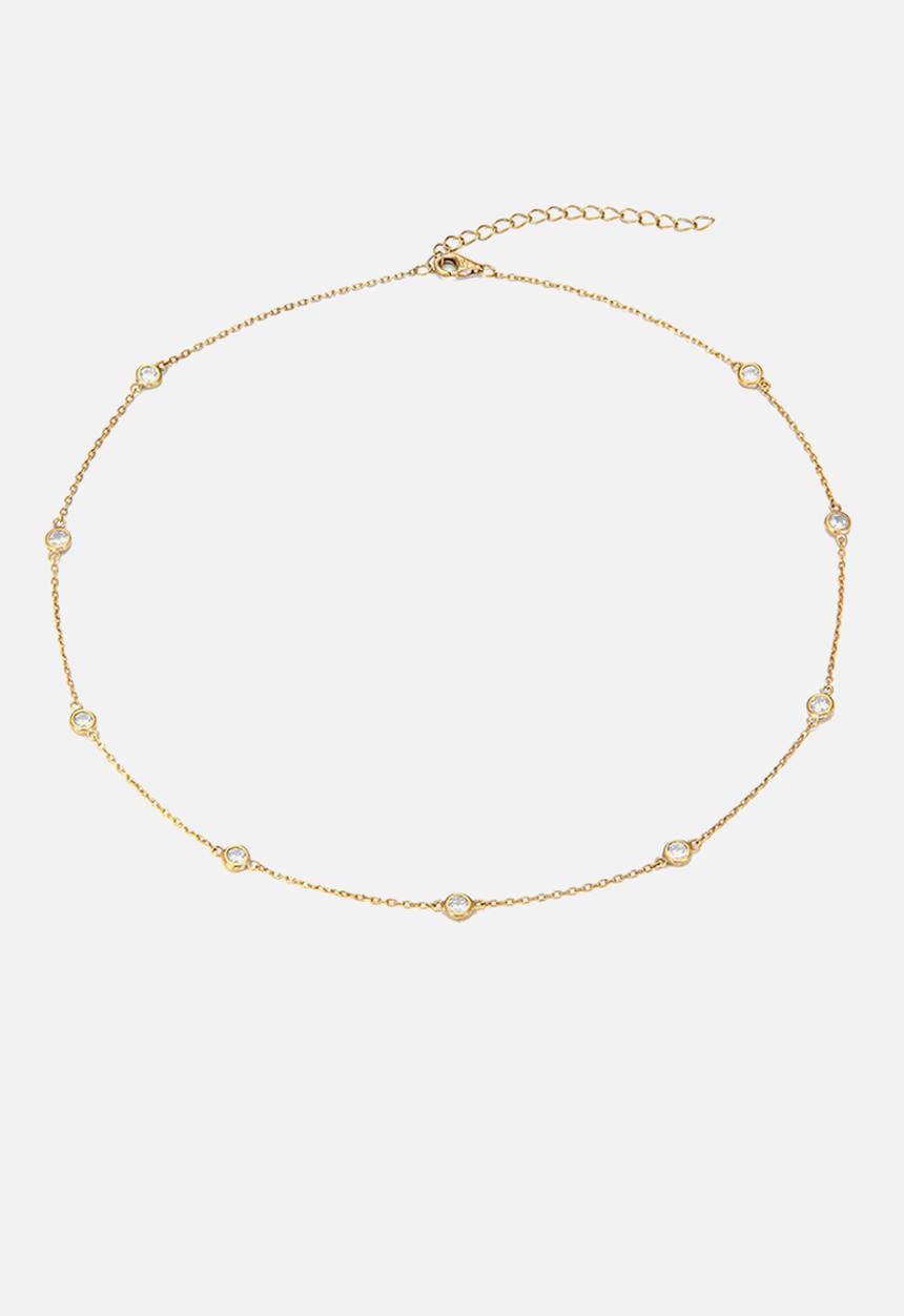 Zoe on Trend - Cz bezel chain necklace - gold