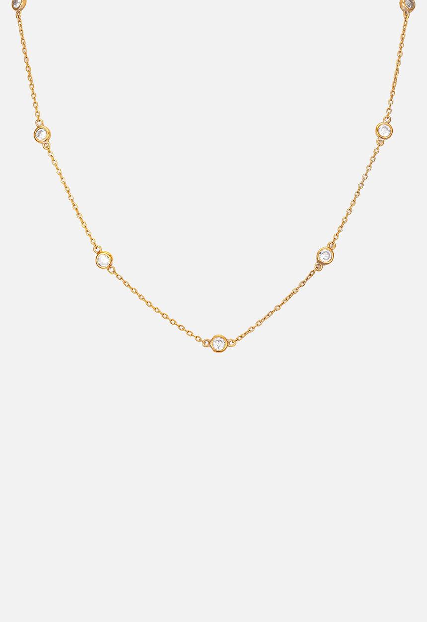 Zoe on Trend - Cz bezel chain necklace - gold