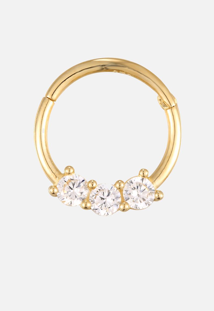 Zoe on Trend - Triple cz claw segmented hoop - gold