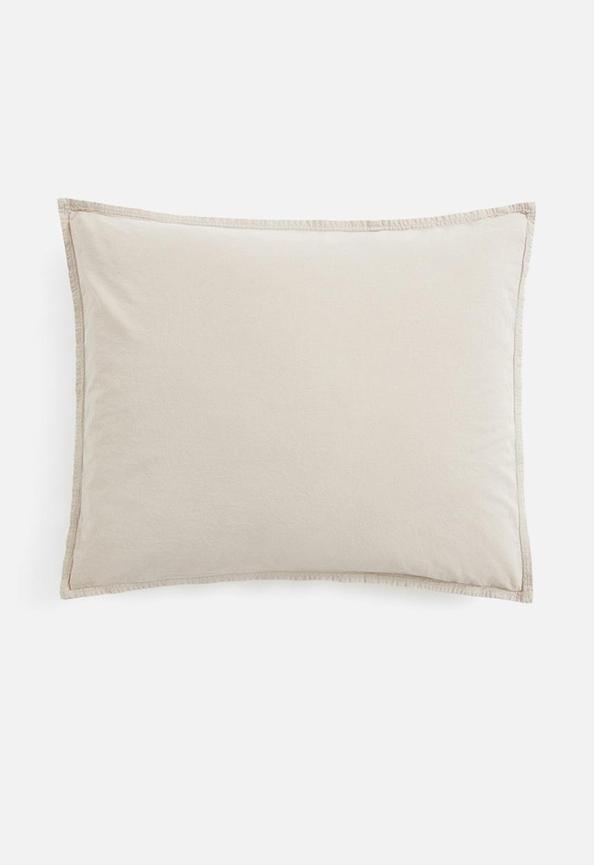 H&M - Washed cotton pillowcase - beige