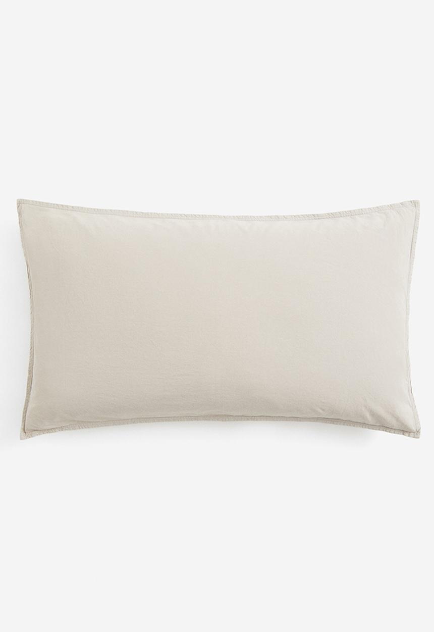 H&M - Washed cotton pillowcase - beige