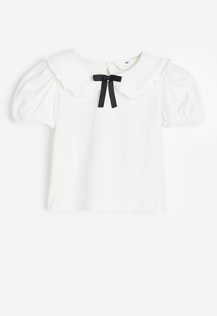 H&M - Collared jersey top - white