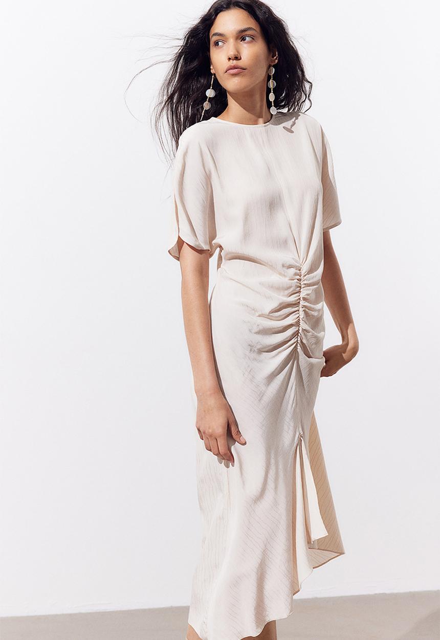 H&M - Slit-sleeved dress - beige