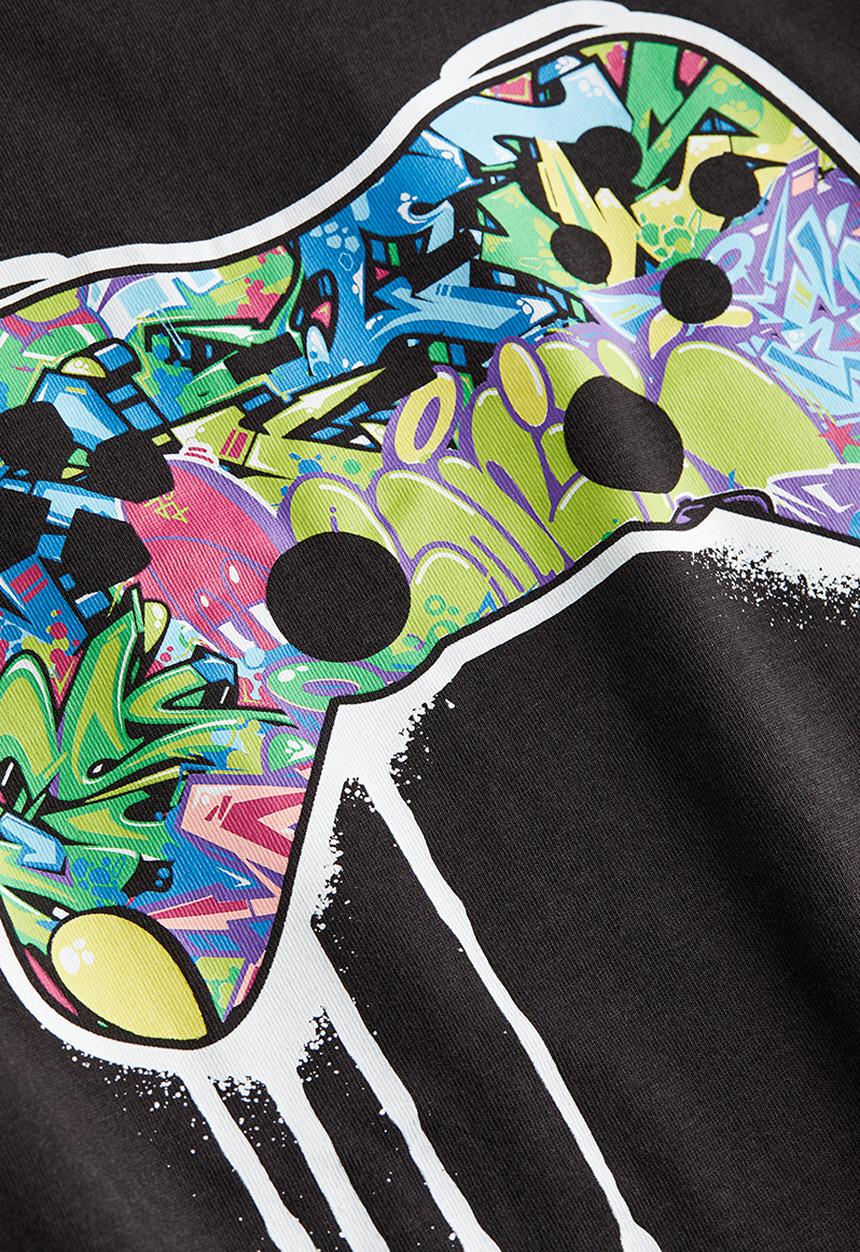 H&M - Printed cotton t-shirt - black multi