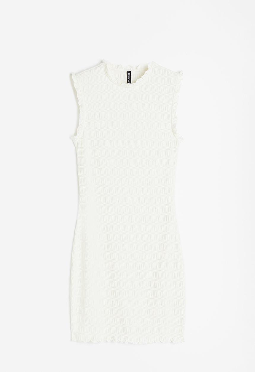 H&M - Smocked bodycon dress - white