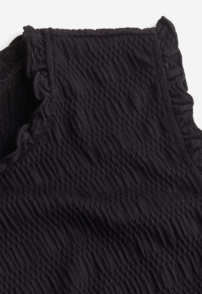 H&M - Smocked jersey top - black