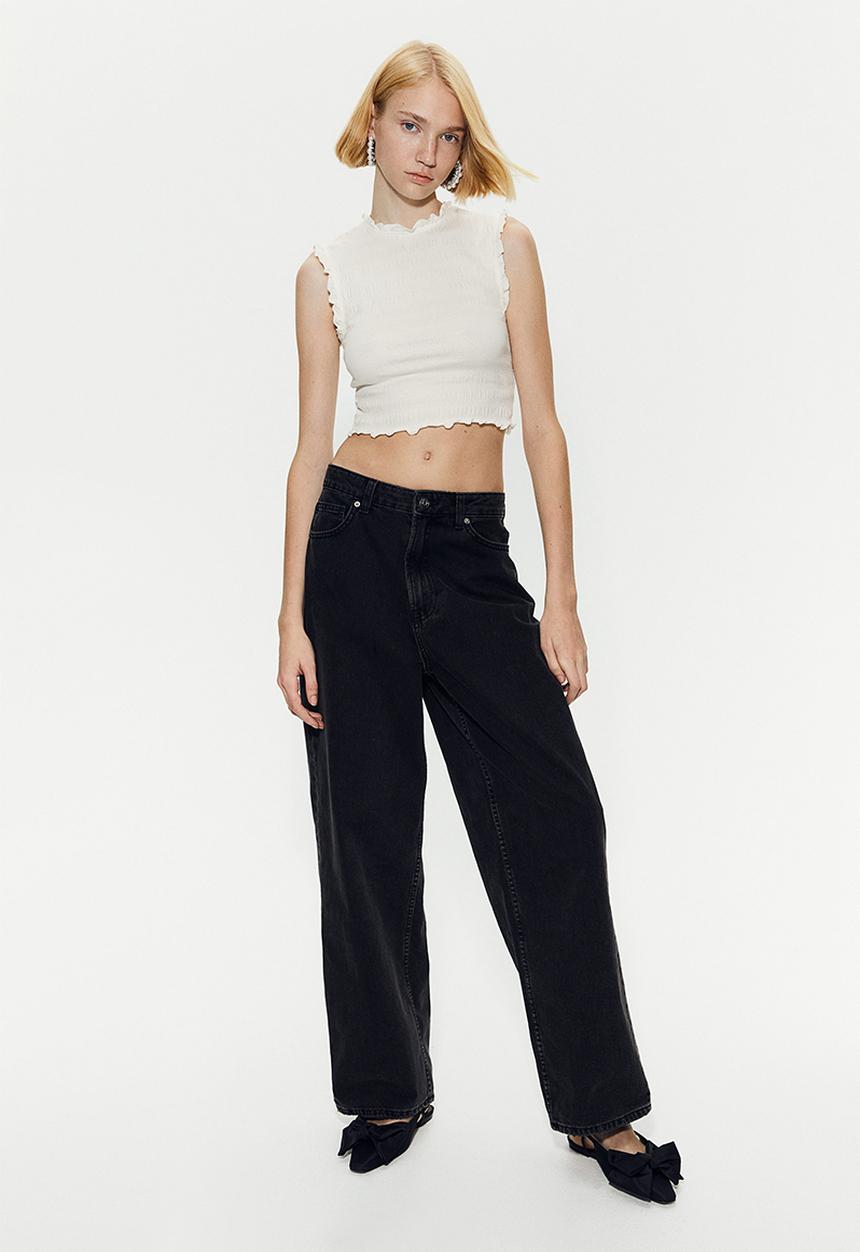H&M - Smocked jersey top - white
