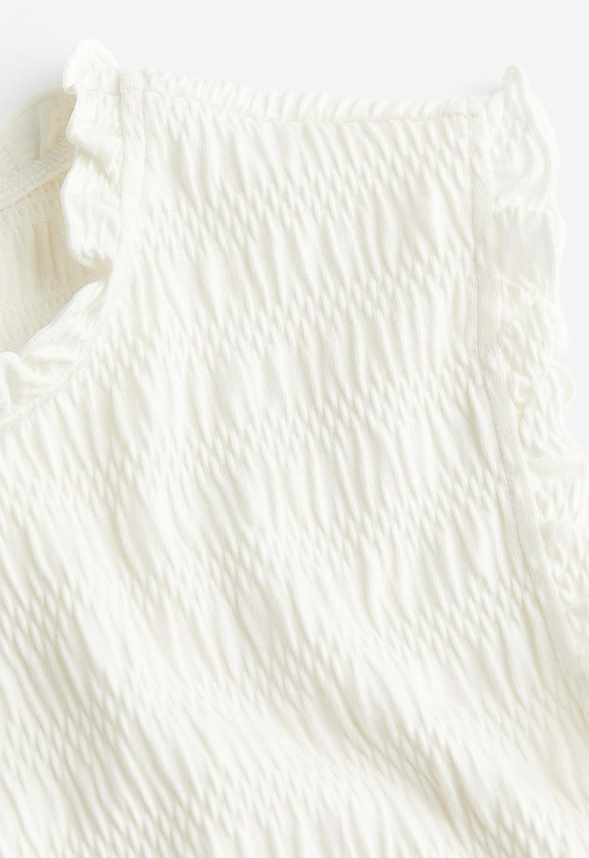 H&M - Smocked jersey top - white