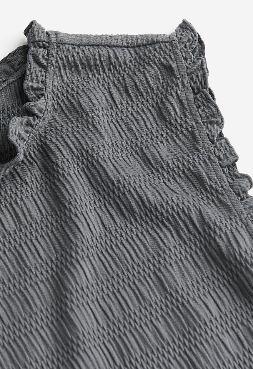 H&M - Smocked jersey top - grey