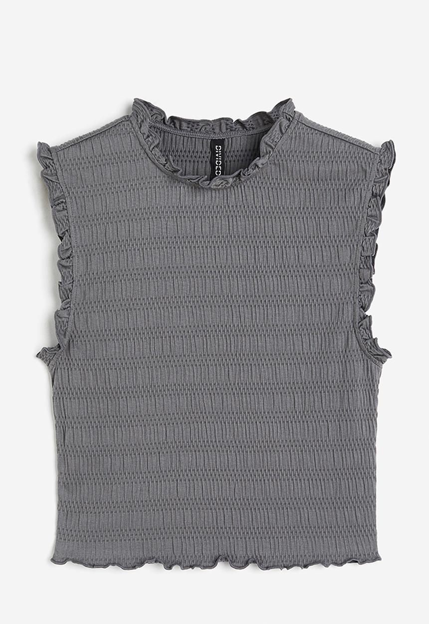H&M - Smocked jersey top - grey