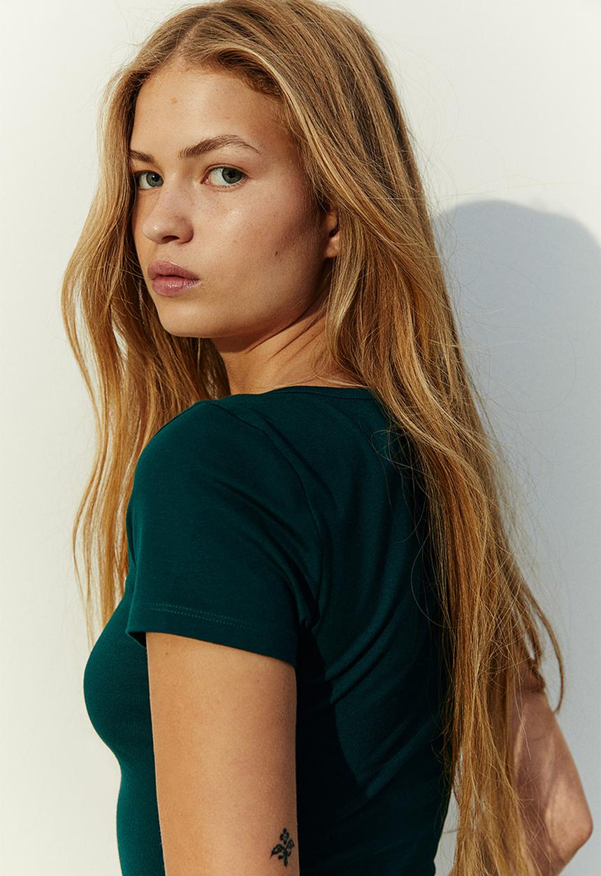 H&M - Cotton jersey top - green