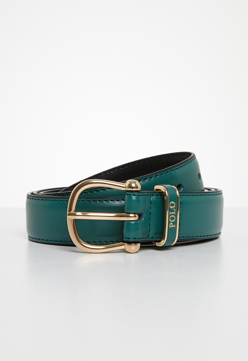 POLO - Ava coated leather belt - green