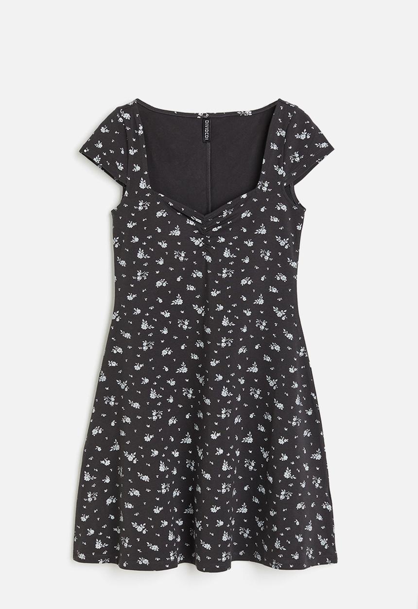 H&M - Cap-sleeved jersey dress - black