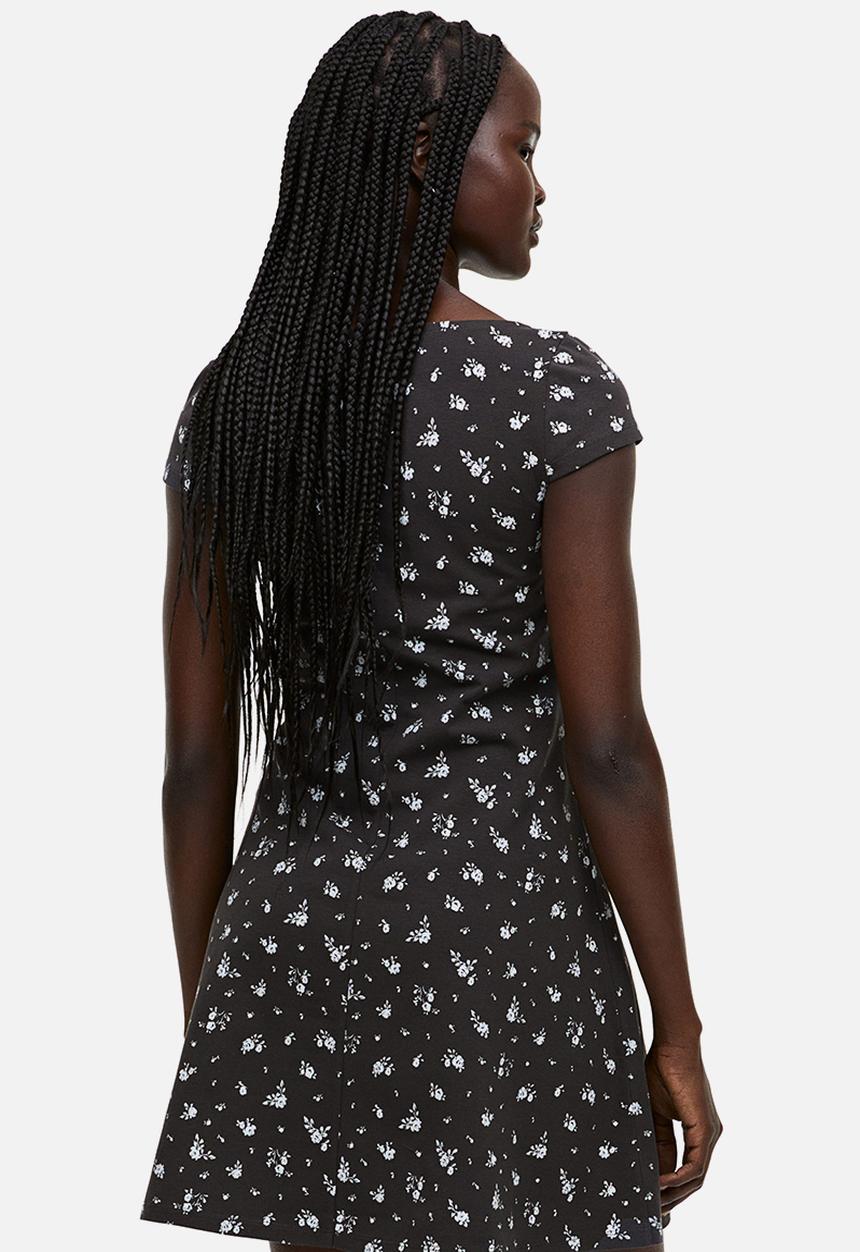 H&M - Cap-sleeved jersey dress - black