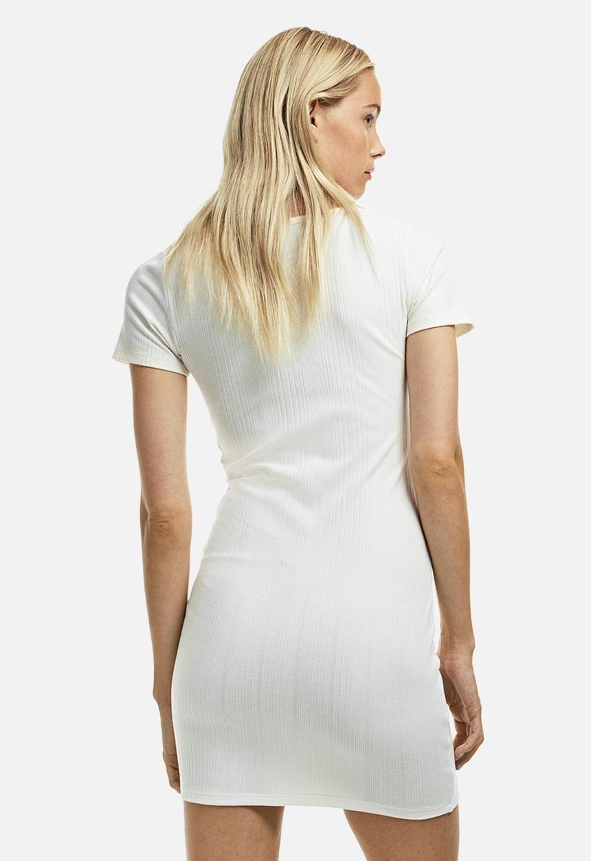 H&M - Button-top ribbed dress - white