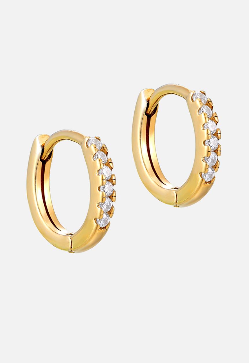 Zoe on Trend - Tiny cubic zirconia hoop earrings - gold